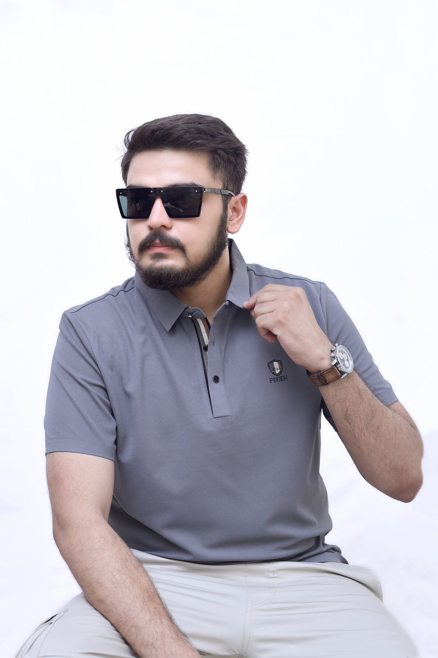 Signature Crest Polo| Imported Summer Classic for Men| Grey Color