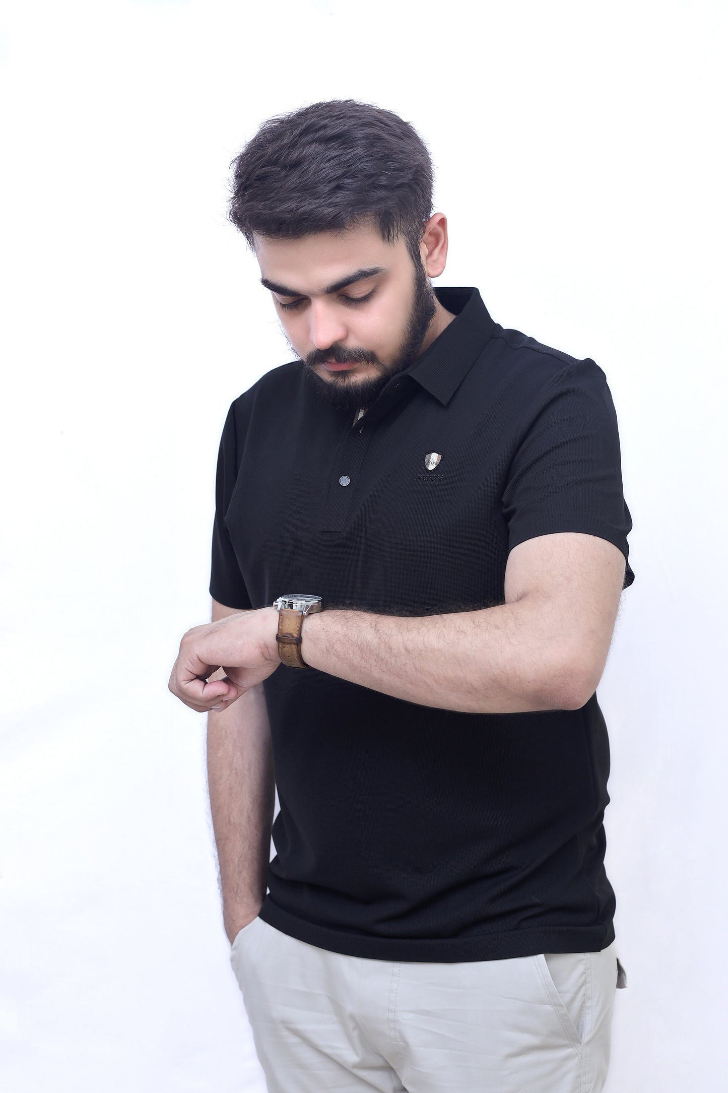 Signature Crest Polo| Imported Summer Classic for Men| Jet Black