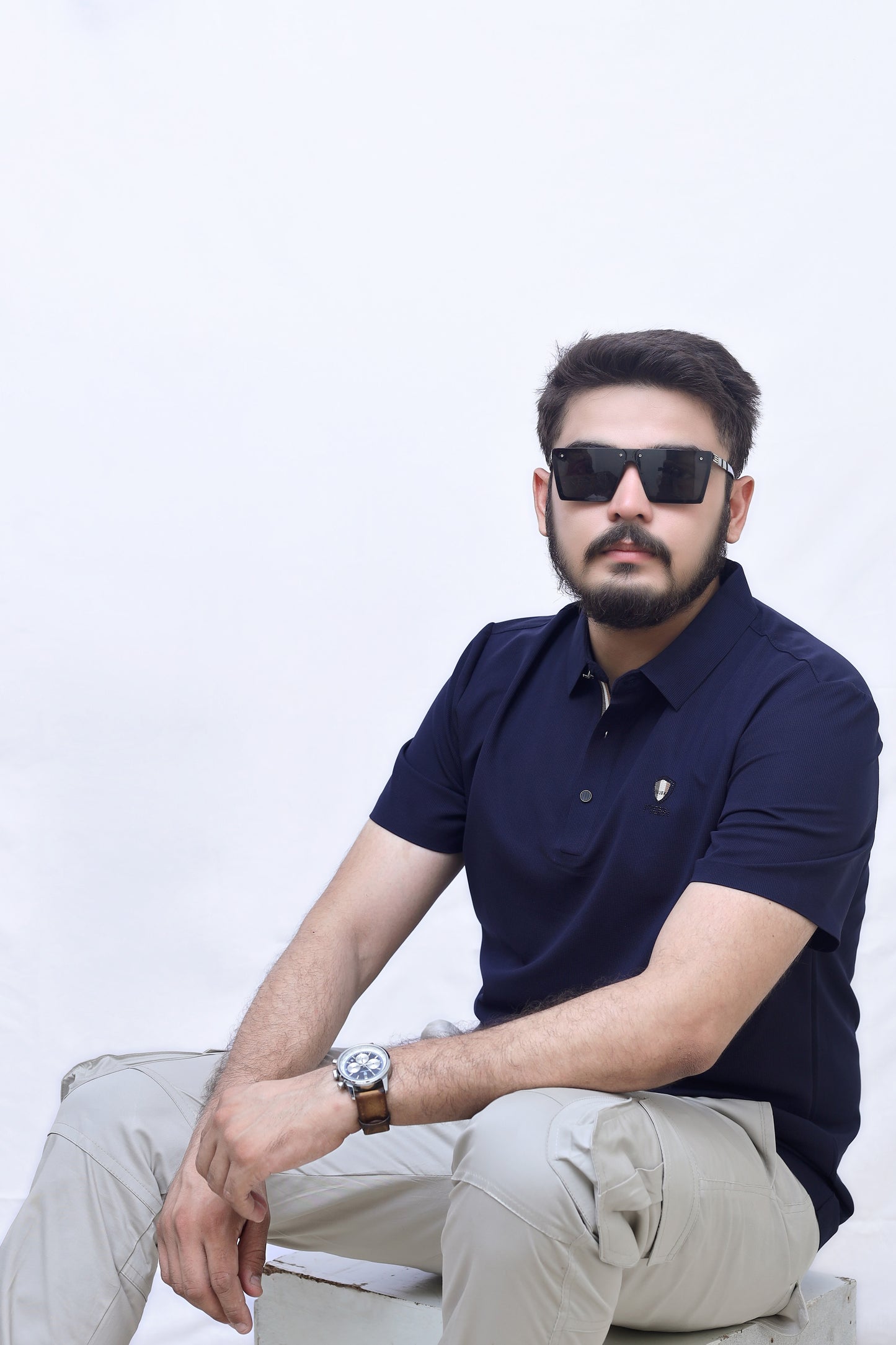 Signature Crest Polo| Imported Summer Classic for Men| Navy Blue