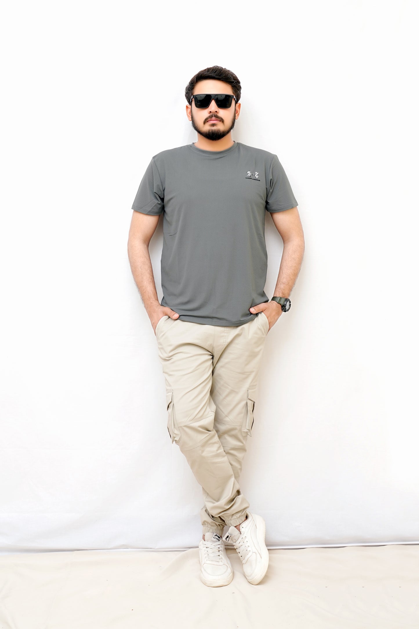 Premium Imported China Cotton Round Neck-Under Armour-Gray