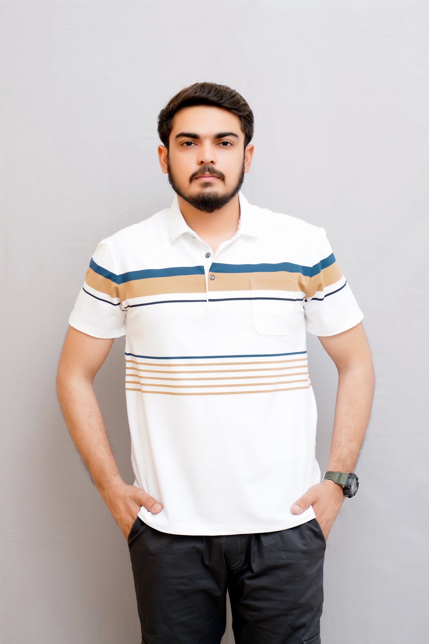 Elegant Pocket Style Polo – Imported-White