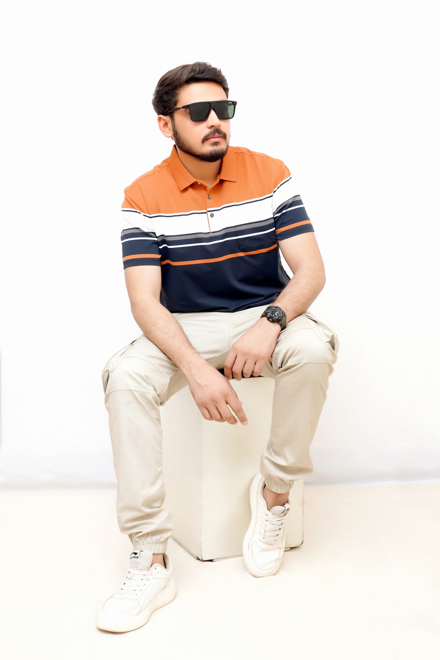 Elegant Pocket Style Polo – Imported-Orrange&Blue Lining