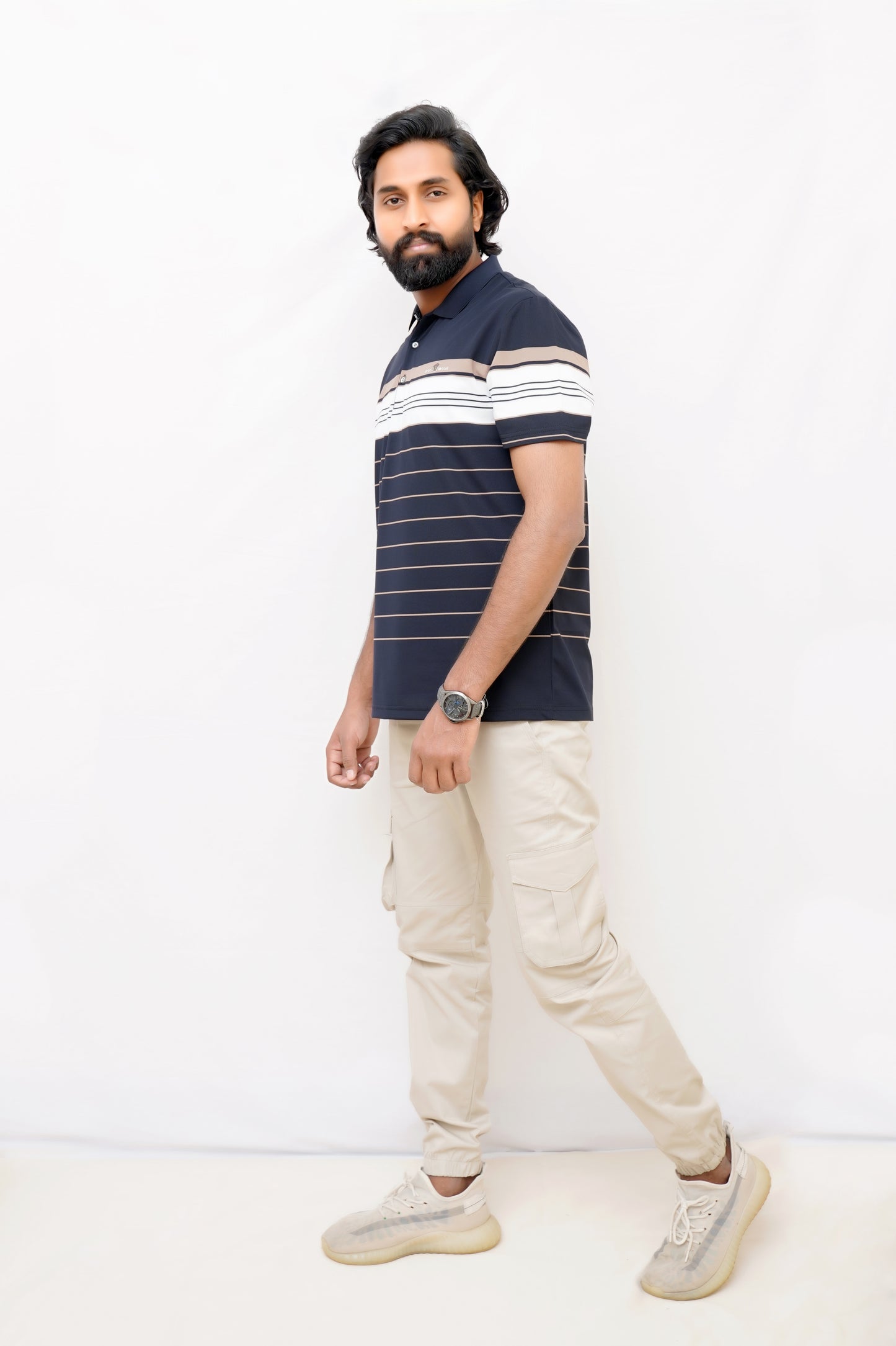 Elegant Lined Polo – Imported China Cotton-Navy Blue