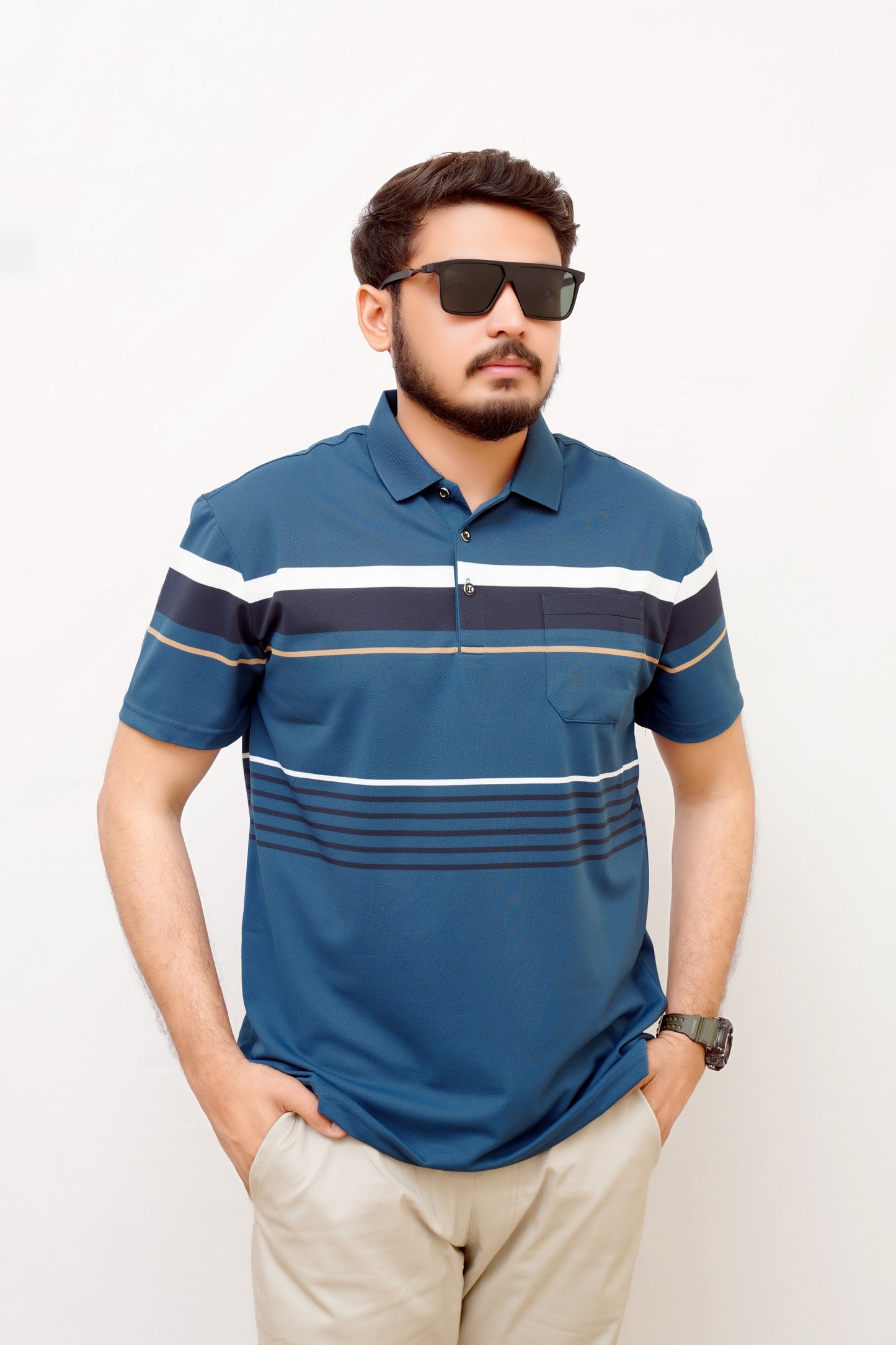 Elegant Pocket Style Polo –Imported -Blue