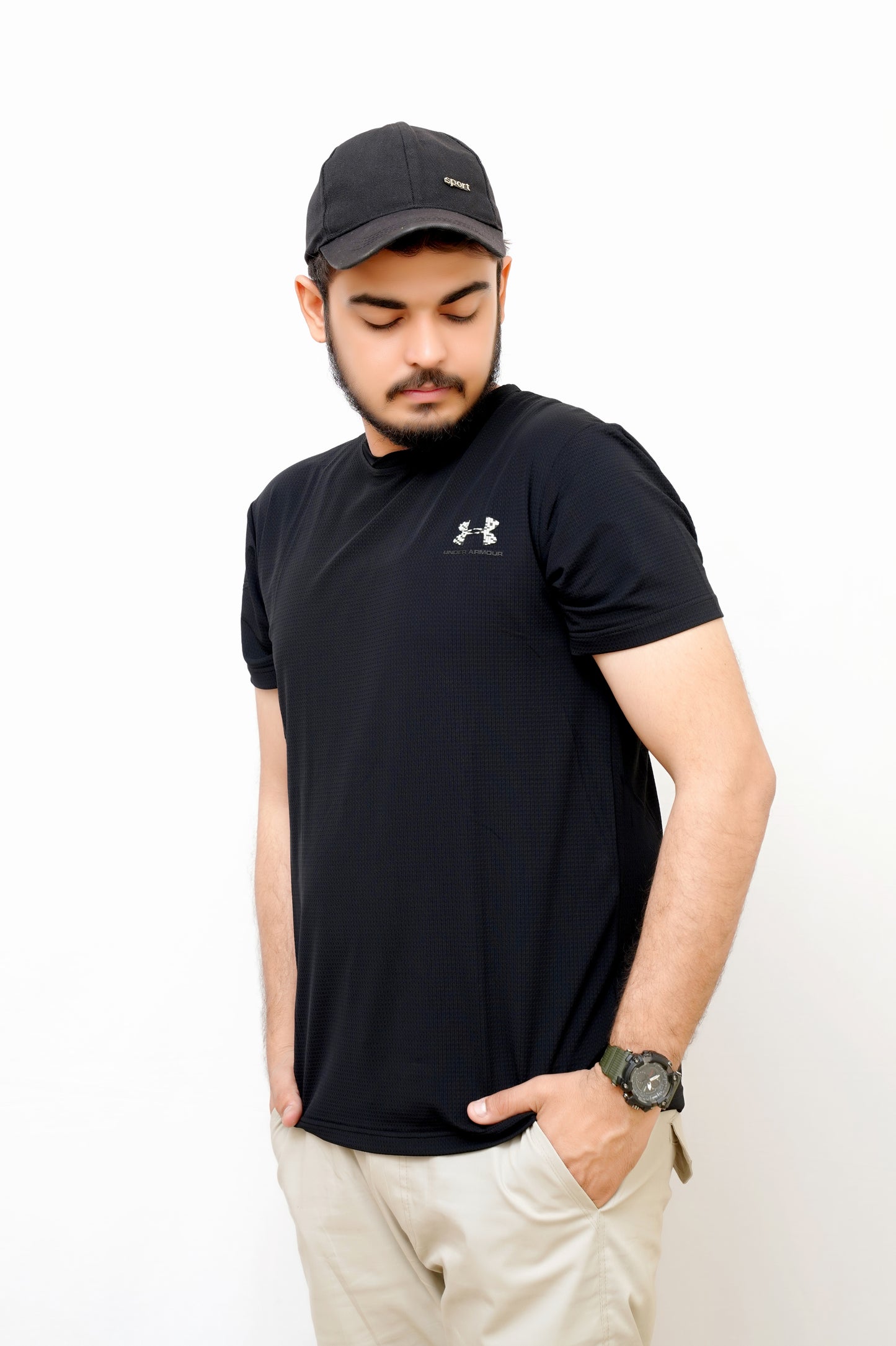 Premium Imported China Cotton Round Neck-Under Armour-Black