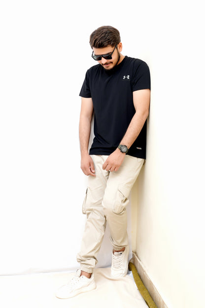 Premium Imported China Cotton Round Neck-Under Armour-Black