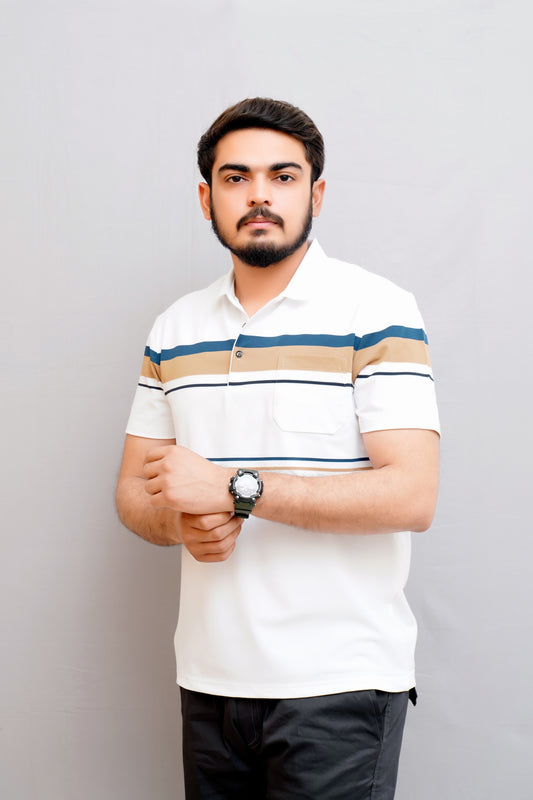 Elegant Pocket Style Polo – Imported-White