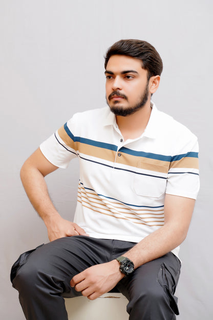 Elegant Pocket Style Polo – Imported-White