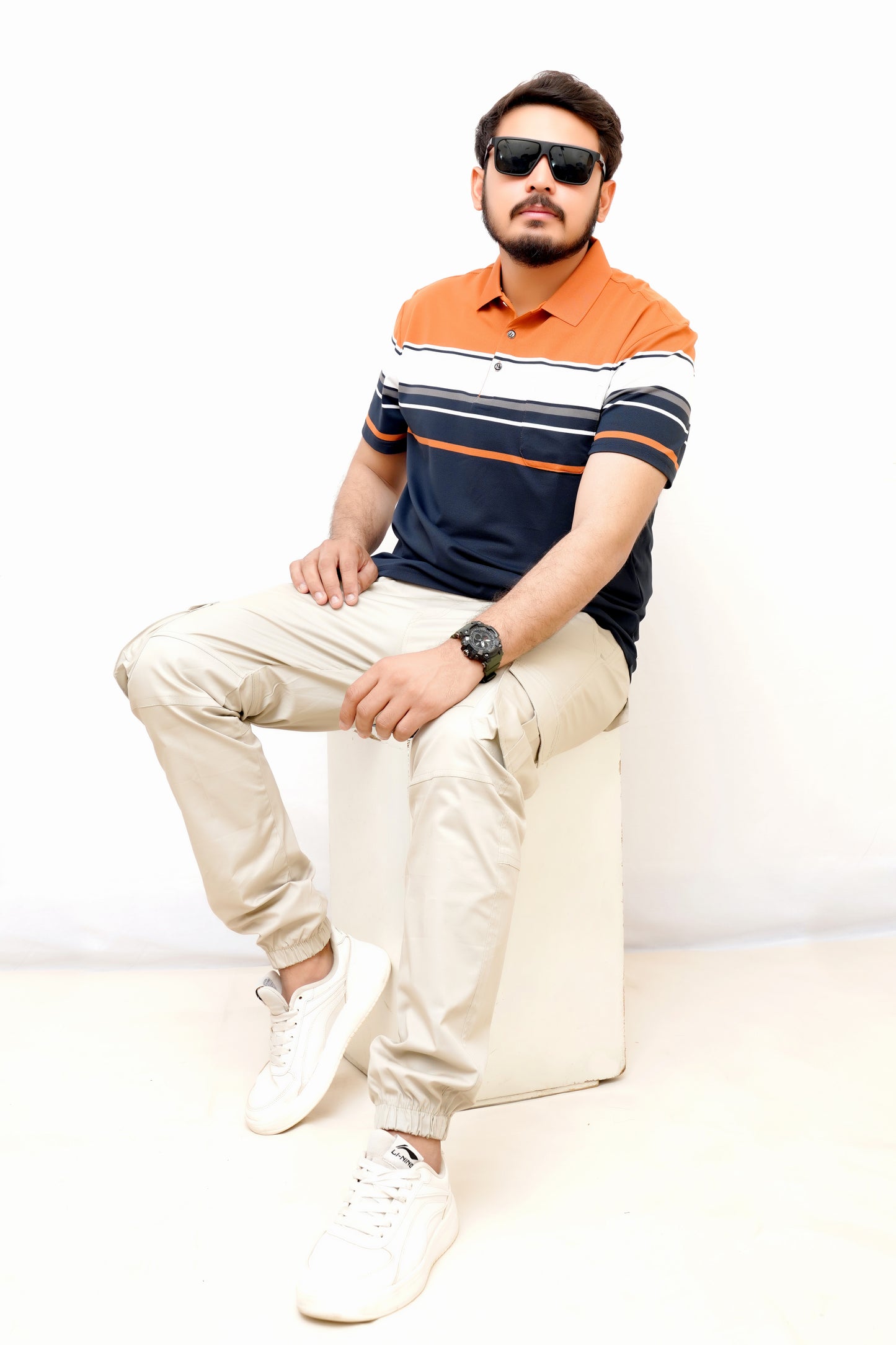 Elegant Pocket Style Polo – Imported-Orrange&Blue Lining